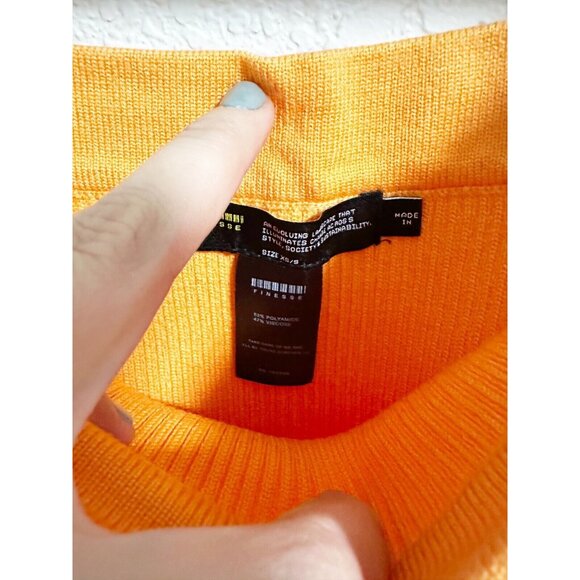 Finesse Womens Riley Radiating Set Long Sleeve Top Mini Skirt Orange Size XS/S - Picture 4 of 9